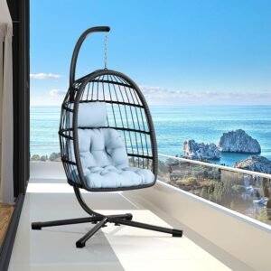 Patio Rattan Wicker Hanging Swing Egg Chair Hammock Chair